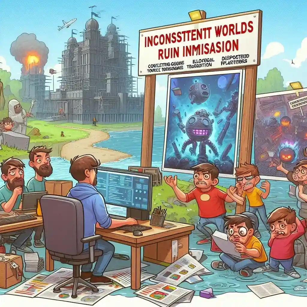Gaming und ruinierte und inkonsistente Welten durch Immersion